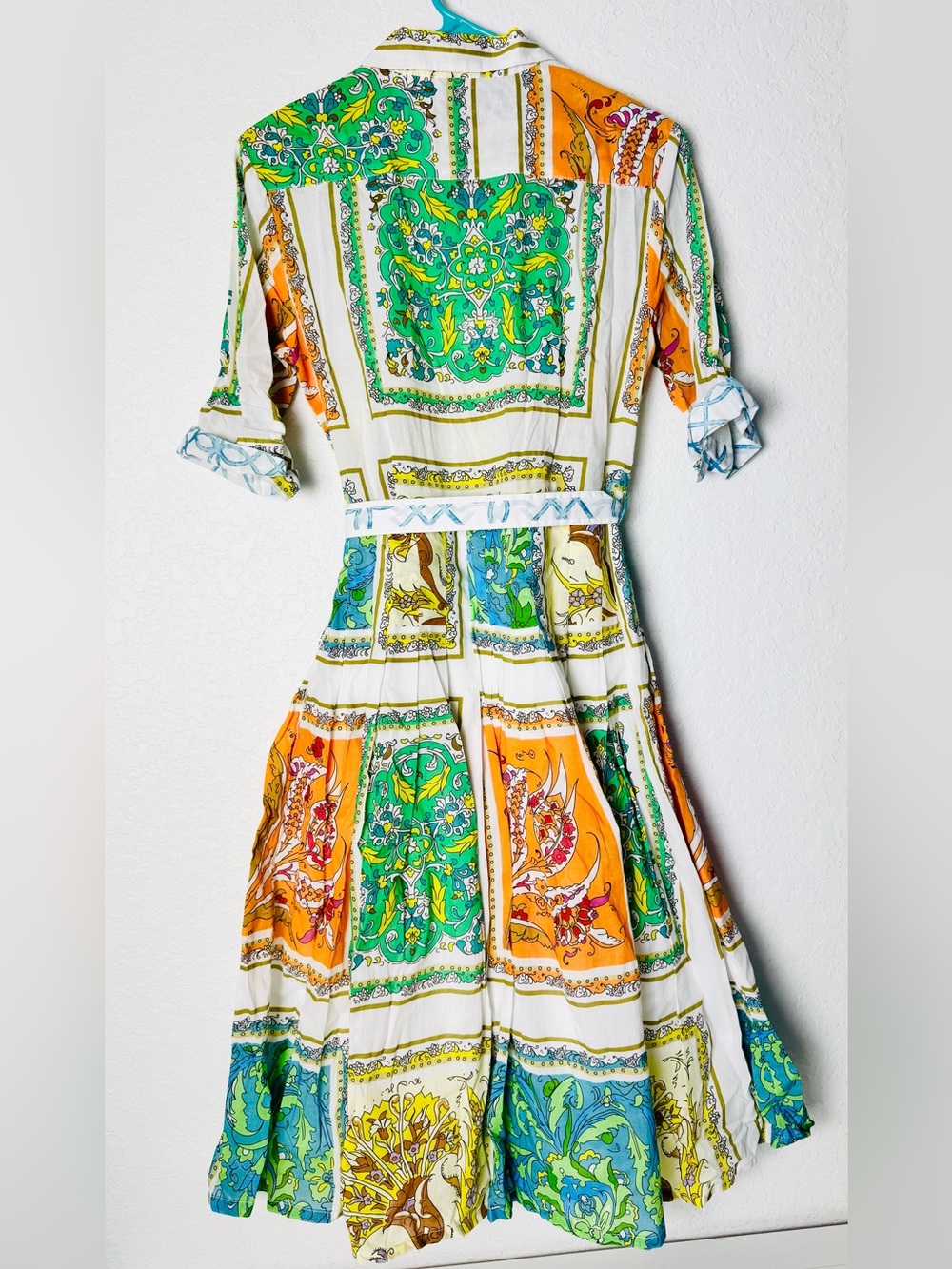 Dizzy Lizzie Dress Size Small printed Multicolor Patchwork Belted Cotton - Picture 2 of 9